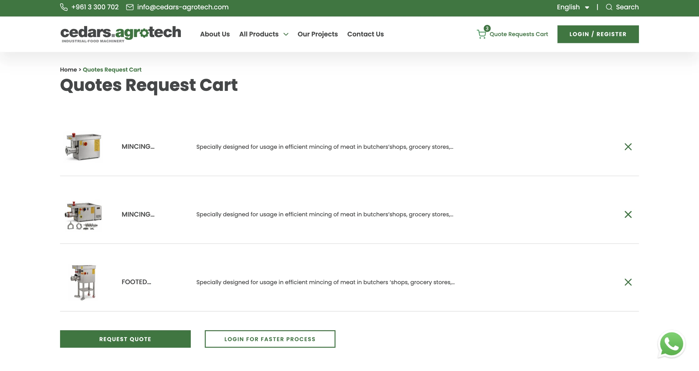 Quotes Request Cart