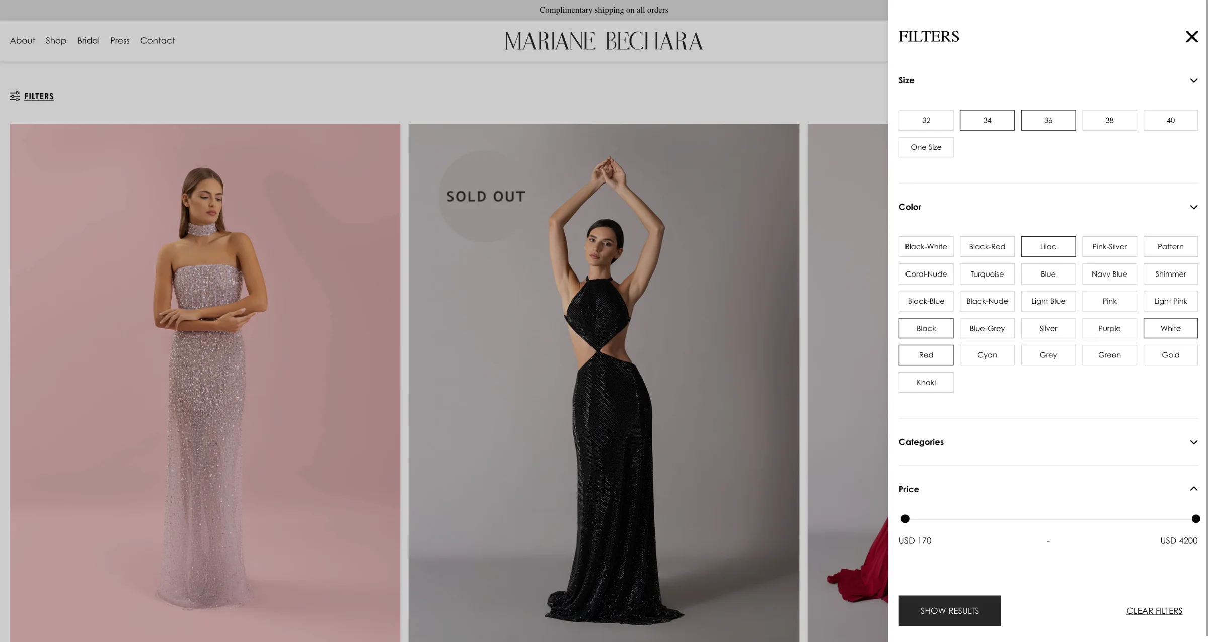 Shop with filters