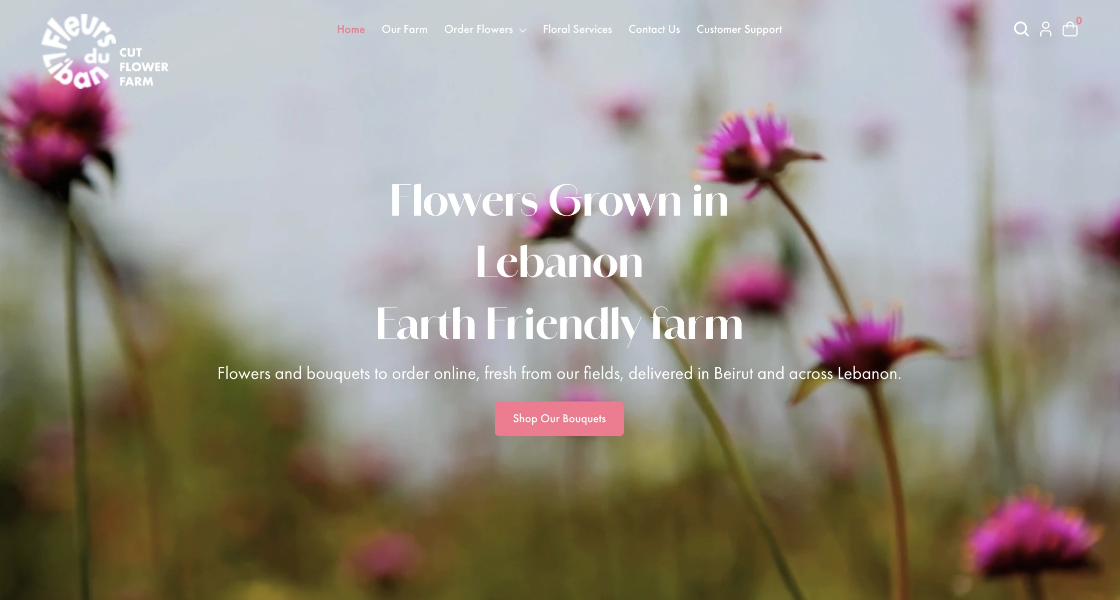 Fleurs du Liban flower farm ecommerce homepage