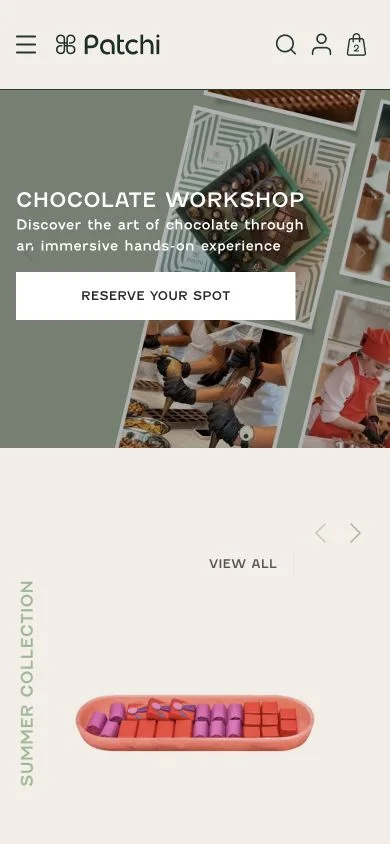 Patchi ecommerce storefront on mobile