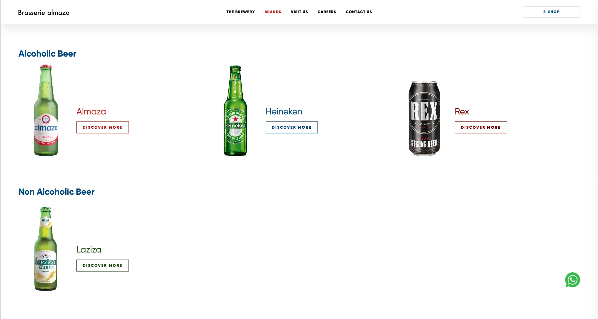 Almaza brands page