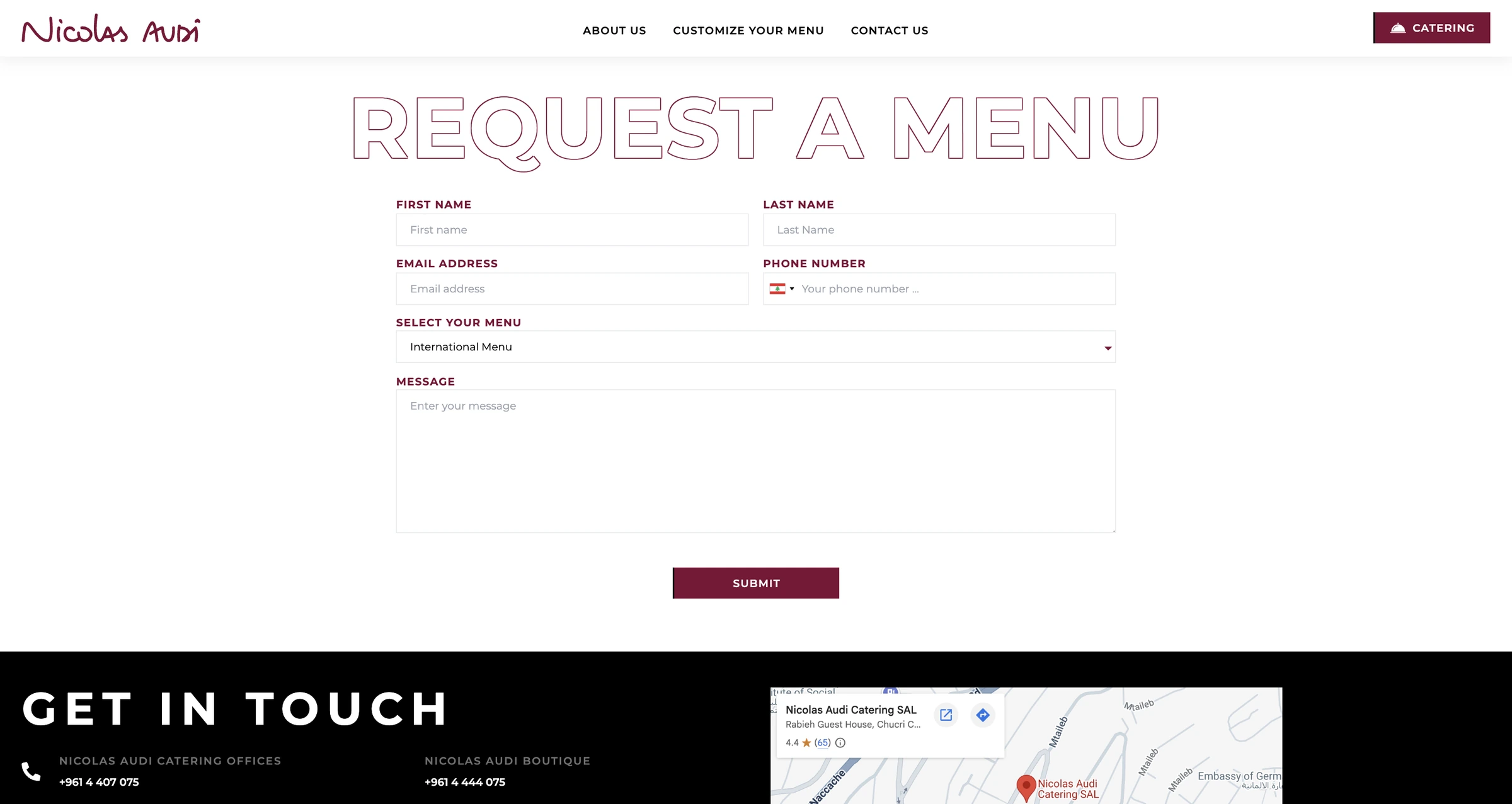 Request A Menu